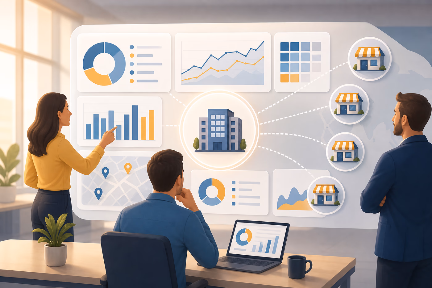 Titelbild zum Thema Franchise Reporting KPI Dashboards Zentrale