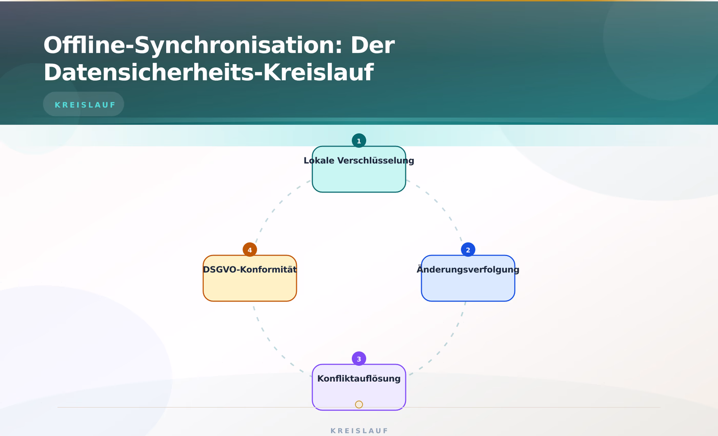 Offline-Synchronisation: Der Datensicherheits-Kreislauf – Mobile Audit App iOS Android Offline Fähigkeit