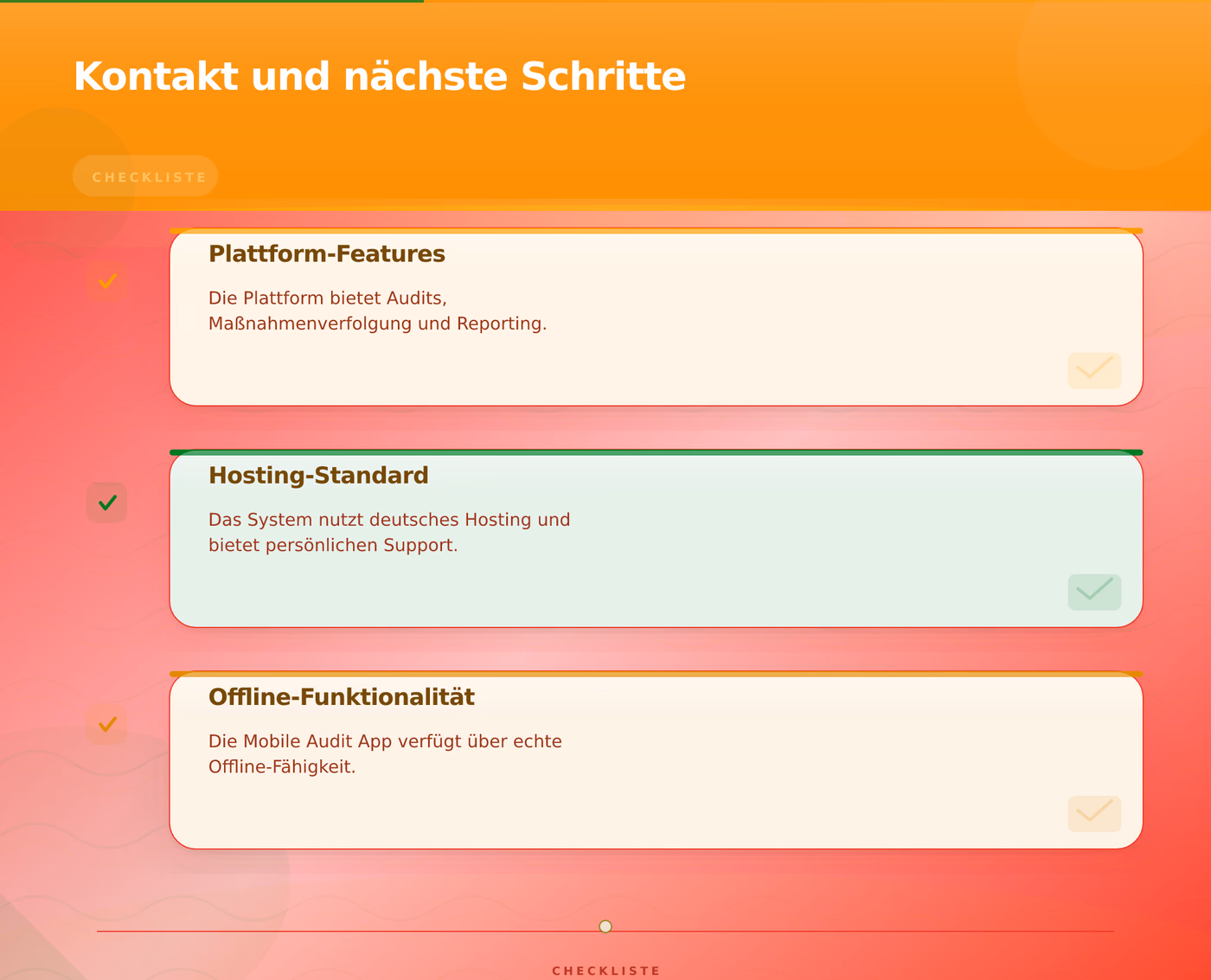 Kontakt und nächste Schritte – Mobile Audit App iOS Android Offline Fähigkeit